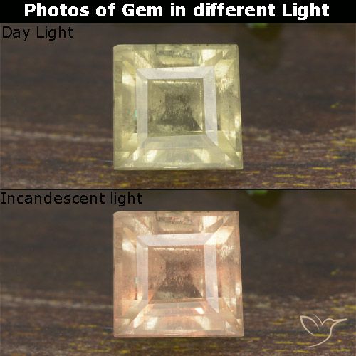 0.81ct Natural Luz amarela Diásporo com mudança de cor, Quadrado, VS