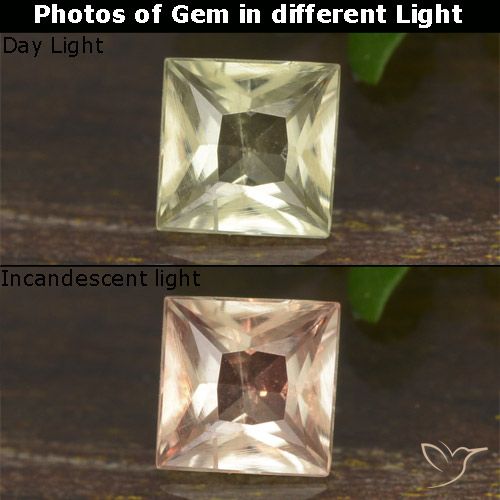0.50ct Natural Luz amarela Diásporo com mudança de cor, Quadrado, VS