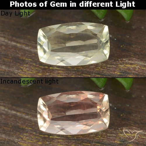 0.71ct Natural Luz amarela Diásporo com mudança de cor, Almofada, VVS-VS