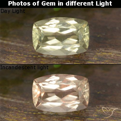 0.75ct Natural Amarelo claro Diásporo com mudança de cor, Almofada, VVS-VS