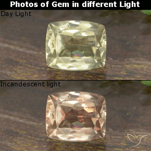 0.83ct Natural Luz amarela Diásporo com mudança de cor, Almofada, VVS-VS