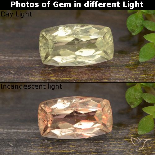 0.96ct Natural Amarelo Muito Pálido Diásporo com mudança de cor, Almofada, VVS-VS