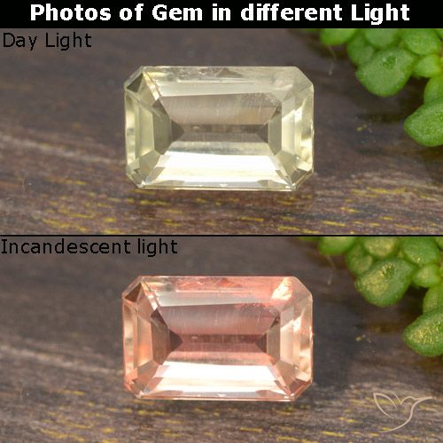 0.69ct Natural Luz amarela Diásporo com mudança de cor, Corte Esmeralda, VS