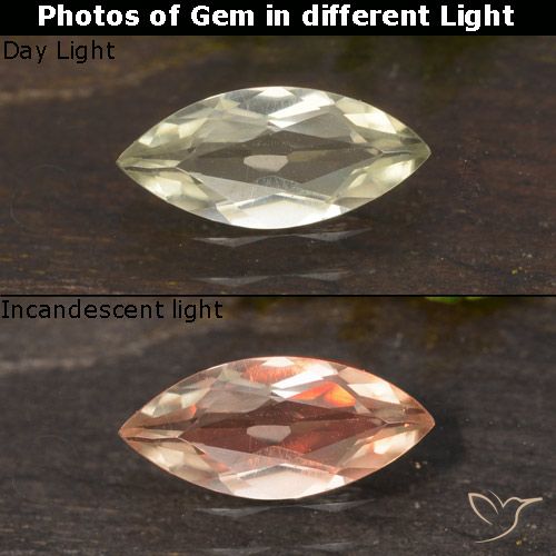 0.62ct Natural Amarelo muito claro Diásporo com mudança de cor, Marquesa, VVS-VS