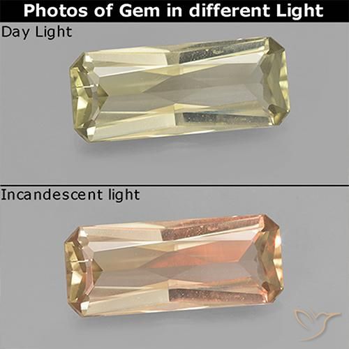 2.53ct Natural Luz amarela Diásporo com mudança de cor, Corte Esmeralda, VVS-VS