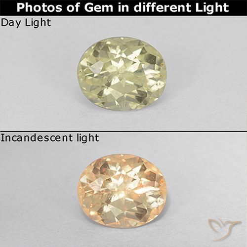 0.65ct Natural Luz amarela Diásporo com mudança de cor, oval, VS