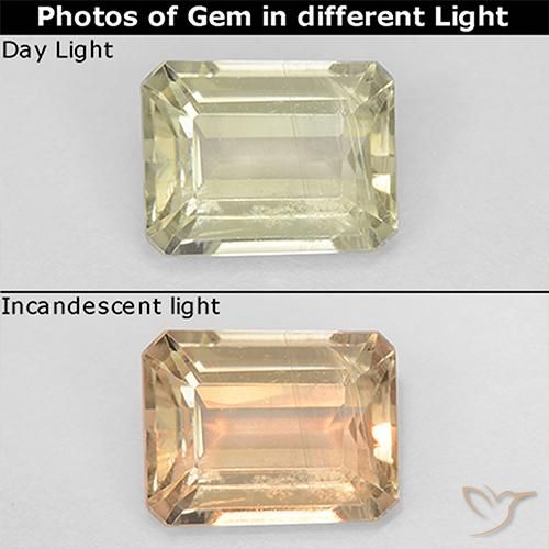 1.20ct Natural Amarelo muito claro Diásporo com mudança de cor, Corte Esmeralda, VS