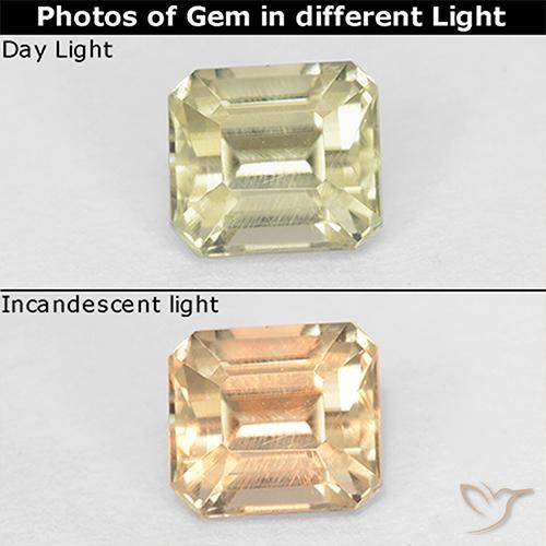 1.07ct Natural Amarelo claro Diásporo com mudança de cor, Corte Esmeralda, VS