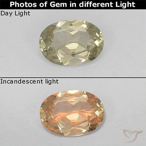 0.61ct Natural Luz amarela Diásporo com mudança de cor, oval, VS