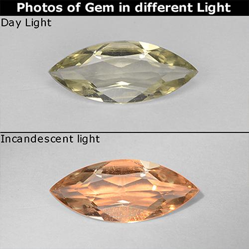 Diasporo de mudança de cor amarelo natural 0,57ct, marquise, VVS