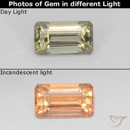 0.91ct Natural Luz amarela Diásporo com mudança de cor, Corte Esmeralda, VS