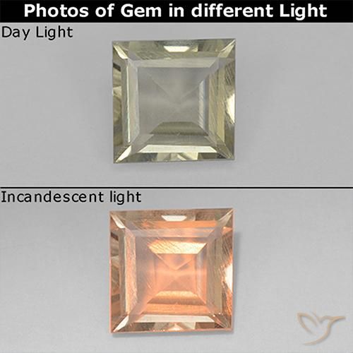 0.78ct Natural Amarelo claro Diásporo com mudança de cor, Quadrado, VS