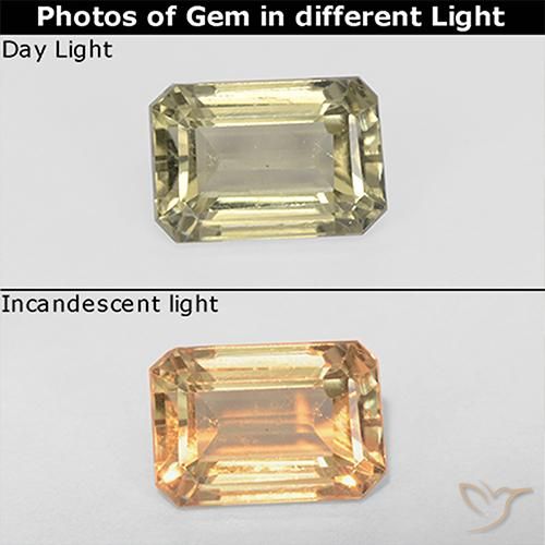 1.03ct Natural Luz amarela Diásporo com mudança de cor, Corte Esmeralda, VS