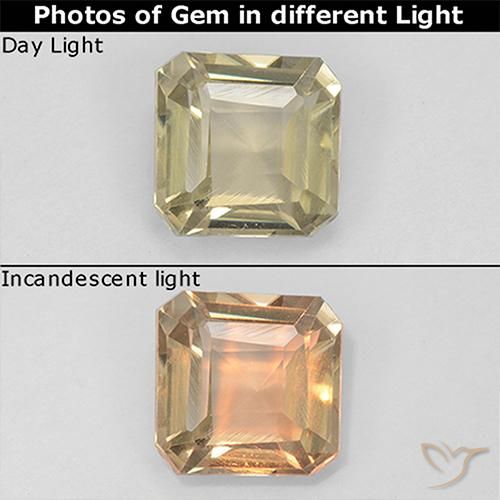 0.99ct Natural Luz amarela Diásporo com mudança de cor, Corte Esmeralda, VS