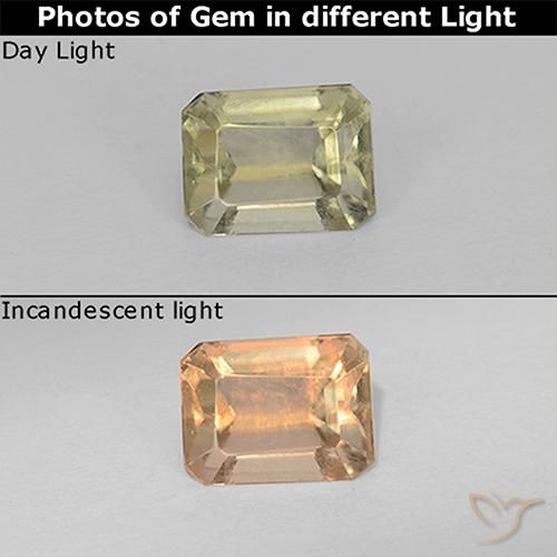 0.79ct Natural Luz amarela Diásporo com mudança de cor, Corte Esmeralda, VS