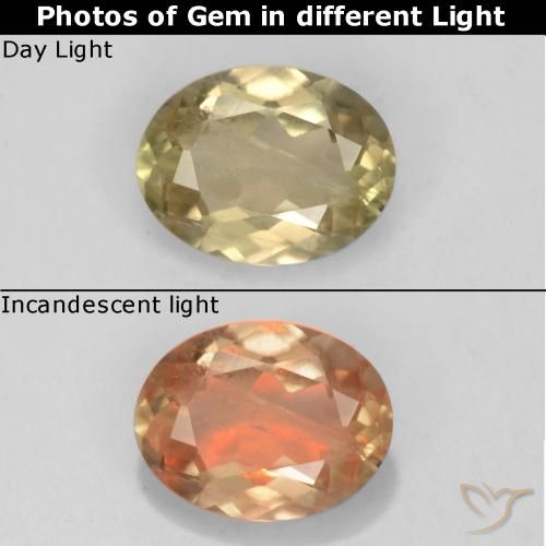 0.65ct Natural Amarelo Dourado Claro Diásporo com mudança de cor, oval, VS