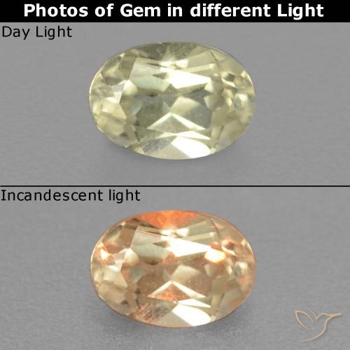 0.48ct Natural Luz amarela Diásporo com mudança de cor, oval, VS