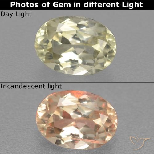 0.88ct Natural Luz amarela Diásporo com mudança de cor, oval, VS