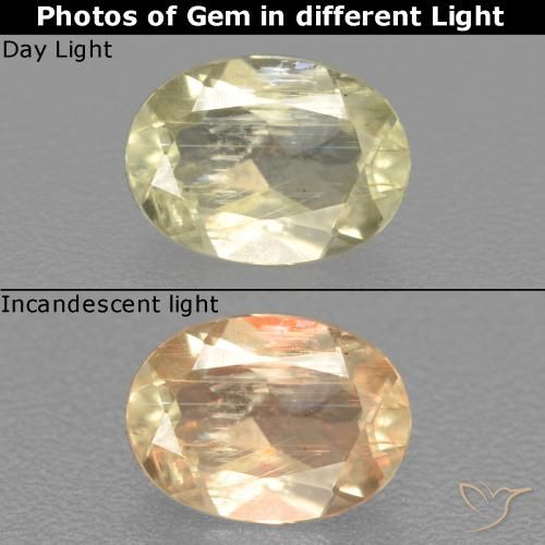 0.51ct Natural Luz amarela Diásporo com mudança de cor, oval, VS