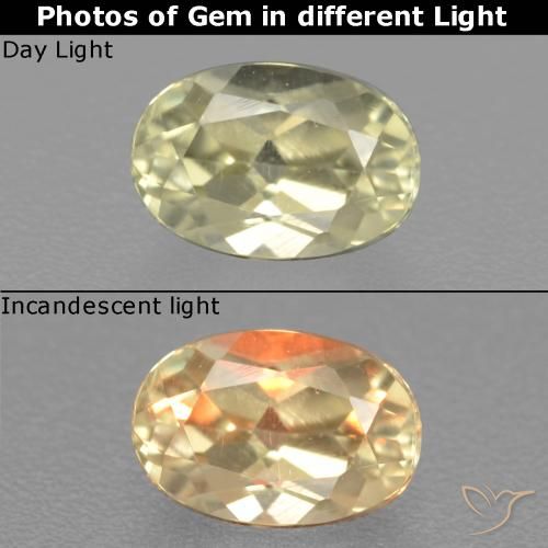 0.64ct Natural Luz amarela Diásporo com mudança de cor, oval, VS
