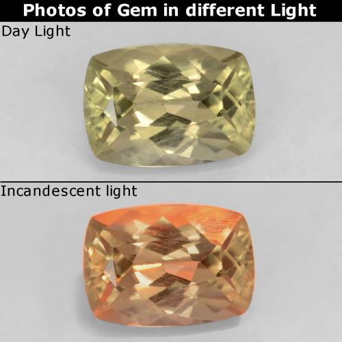 Diasporo de mudança de cor amarelo natural 0,89ct, almofada cortada, VS