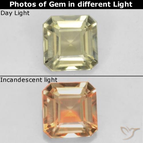 0.70ct Natural Luz amarela Diásporo com mudança de cor, Corte Esmeralda, VS