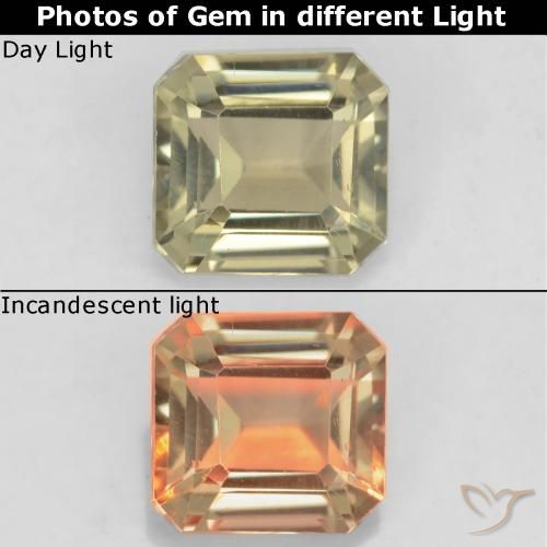 0.89ct Natural Amarelo claro Diásporo com mudança de cor, Corte Esmeralda, VS