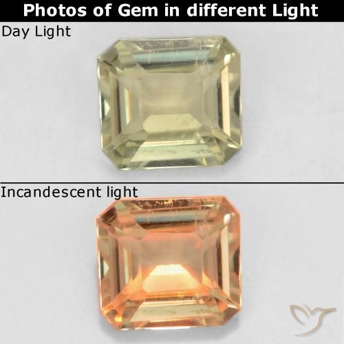 0.74ct Natural Luz amarela Diásporo com mudança de cor, Corte Esmeralda, VS