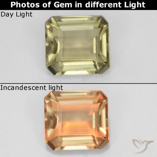 0.97ct Natural Luz amarela Diásporo com mudança de cor, Corte Esmeralda, VVS-VS