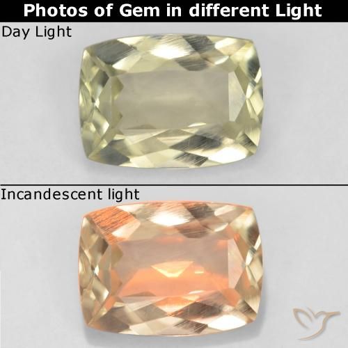 0.86ct Natural Amarelo claro Diásporo com mudança de cor, Almofada, VS