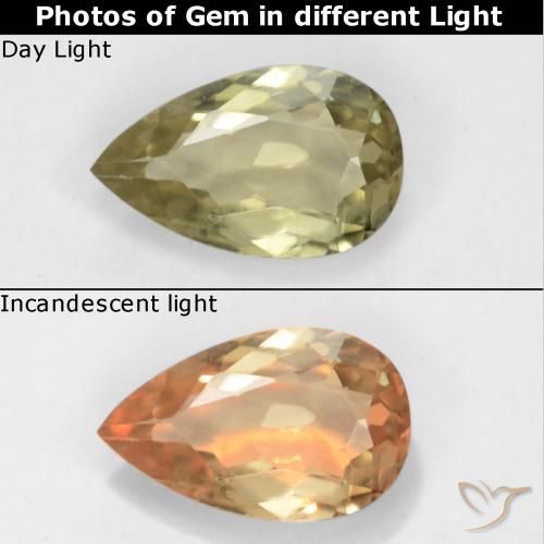 0.70ct Natural Amarelo claro Diásporo com mudança de cor, Formato de pêra, VS
