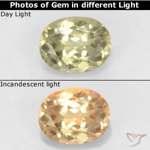 0.79ct Natural Luz amarela Diásporo com mudança de cor, oval, VS