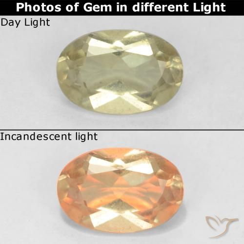 0.57ct Natural Luz amarela Diásporo com mudança de cor, oval, VS