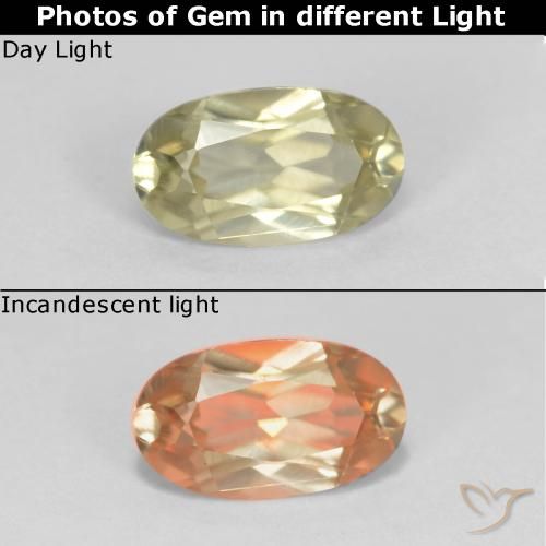 0.53ct Natural Luz amarela Diásporo com mudança de cor, oval, VVS-VS