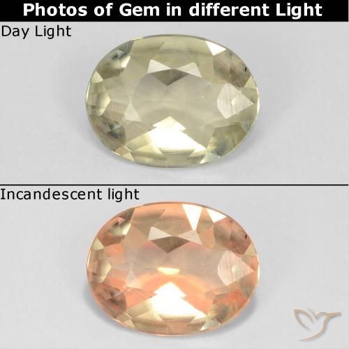 0.61ct Natural Luz amarela Diásporo com mudança de cor, oval, VVS-VS