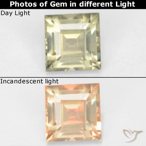 0.83ct Natural Luz amarela Diásporo com mudança de cor, Quadrado, VVS-VS