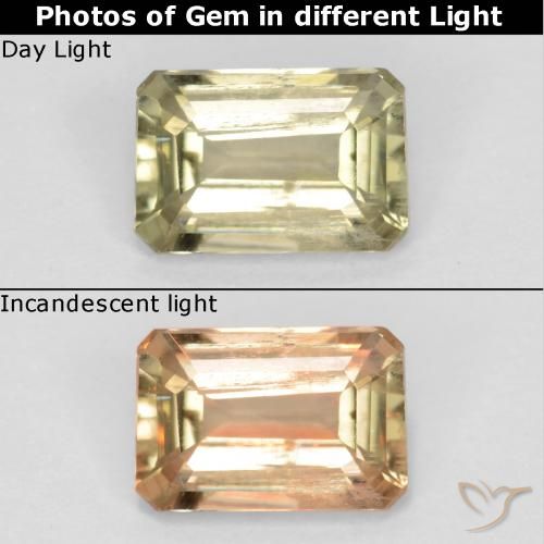 0.73ct Natural Luz amarela Diásporo com mudança de cor, Corte Esmeralda, VS-SI