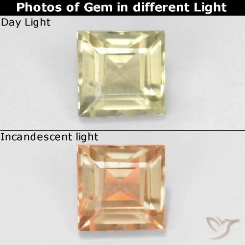 0.63ct Natural Amarelo muito claro Diásporo com mudança de cor, Quadrado, VS