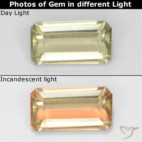 0.81ct Natural Amarelo claro Diásporo com mudança de cor, Corte Esmeralda, VVS-VS