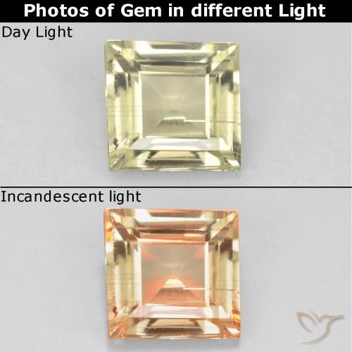0.62ct Natural Amarelo muito claro Diásporo com mudança de cor, Quadrado, VS