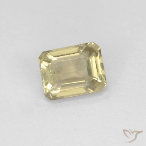 Diásporo com mudança de cor amarelo bege Natural 0.79ct, Corte Octógono / Esmeralda, VS