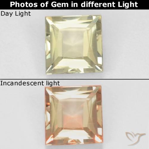 0.66ct Natural Amarelo muito claro Diásporo com mudança de cor, Quadrado, VS