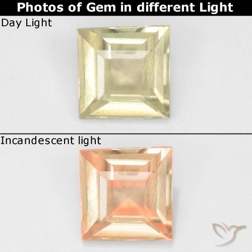 0.59ct Natural Amarelo claro Diásporo com mudança de cor, Quadrado, VS