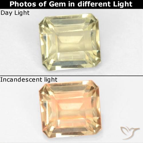 0.80ct Natural Amarelo muito claro Diásporo com mudança de cor, Corte Esmeralda, VS