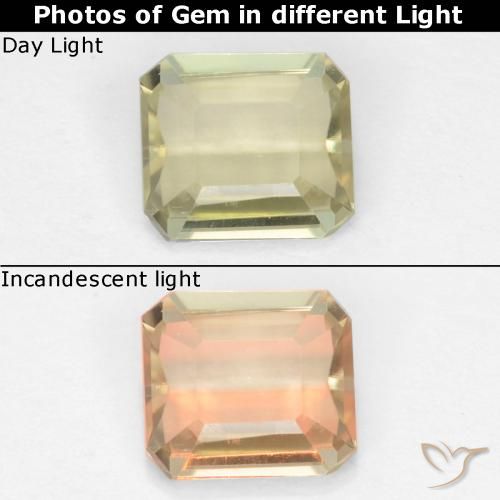 0.70ct Natural Amarelo claro Diásporo com mudança de cor, Corte Esmeralda, VS