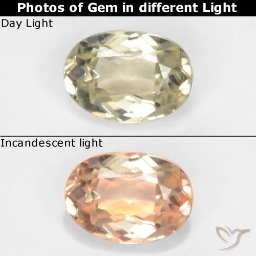 0.57ct Natural Luz amarela Diásporo com mudança de cor, oval, VVS-VS