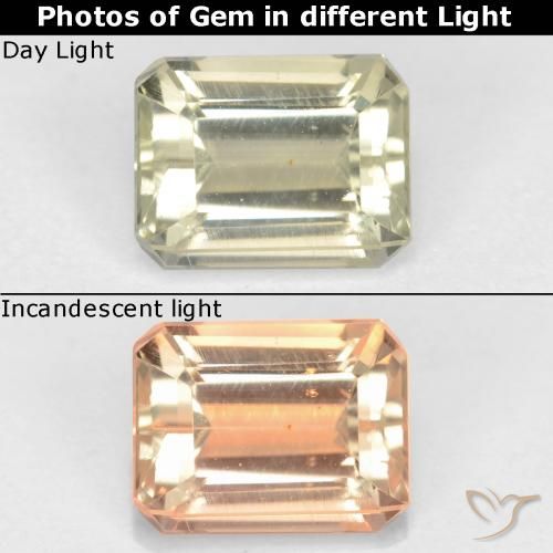 1.16ct Natural Luz amarela Diásporo com mudança de cor, Corte Esmeralda, VS