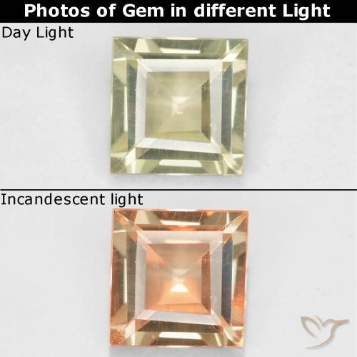 0.48ct Natural Amarelo Muito Pálido Diásporo com mudança de cor, Quadrado, VS