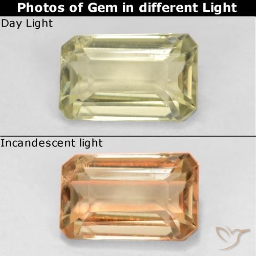 0.77ct Natural Luz amarela Diásporo com mudança de cor, Corte Esmeralda, VS