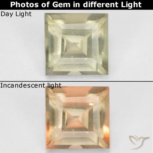 0.50ct Natural Amarelo claro Diásporo com mudança de cor, Quadrado, VS